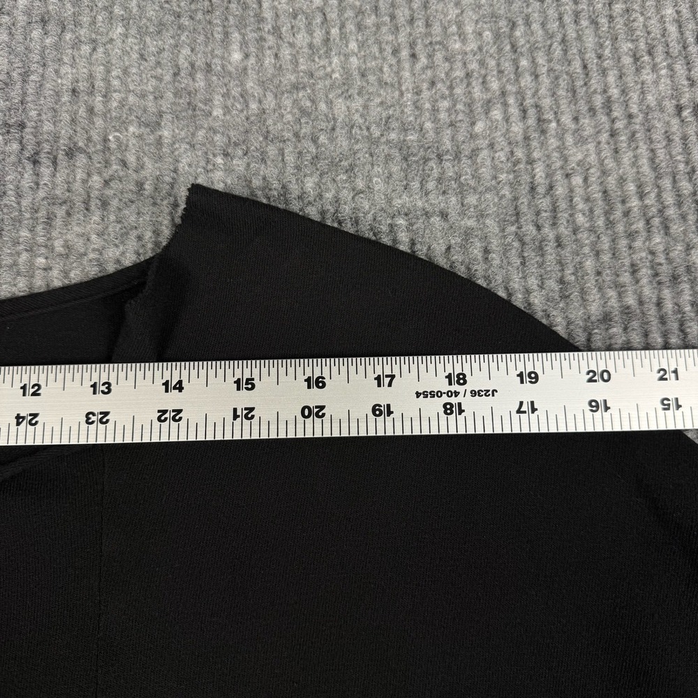 Fenini Top Womens M Black Asymmetric Raw Hem Pocket Short Sleeve USA Made Cotton - Picture 8 of 10